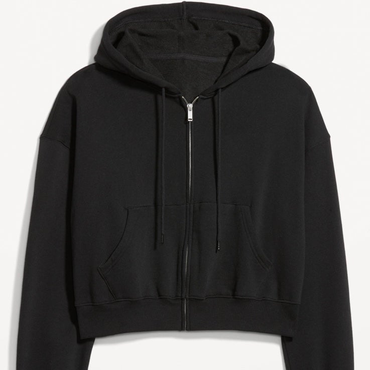 NWT OLD NAVY Fleece Full-Zip Hoodie Color: Black Jack drawstring hood drop-shou