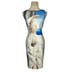 Clover Canyon white black blue print bodycon mini dress size Medium