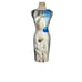 Clover Canyon white black blue print bodycon mini dress size Medium