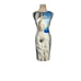 Clover Canyon white black blue print bodycon mini dress size Medium