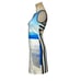 Clover Canyon white black blue print bodycon mini dress size Medium