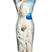Clover Canyon white black blue print bodycon mini dress size Medium