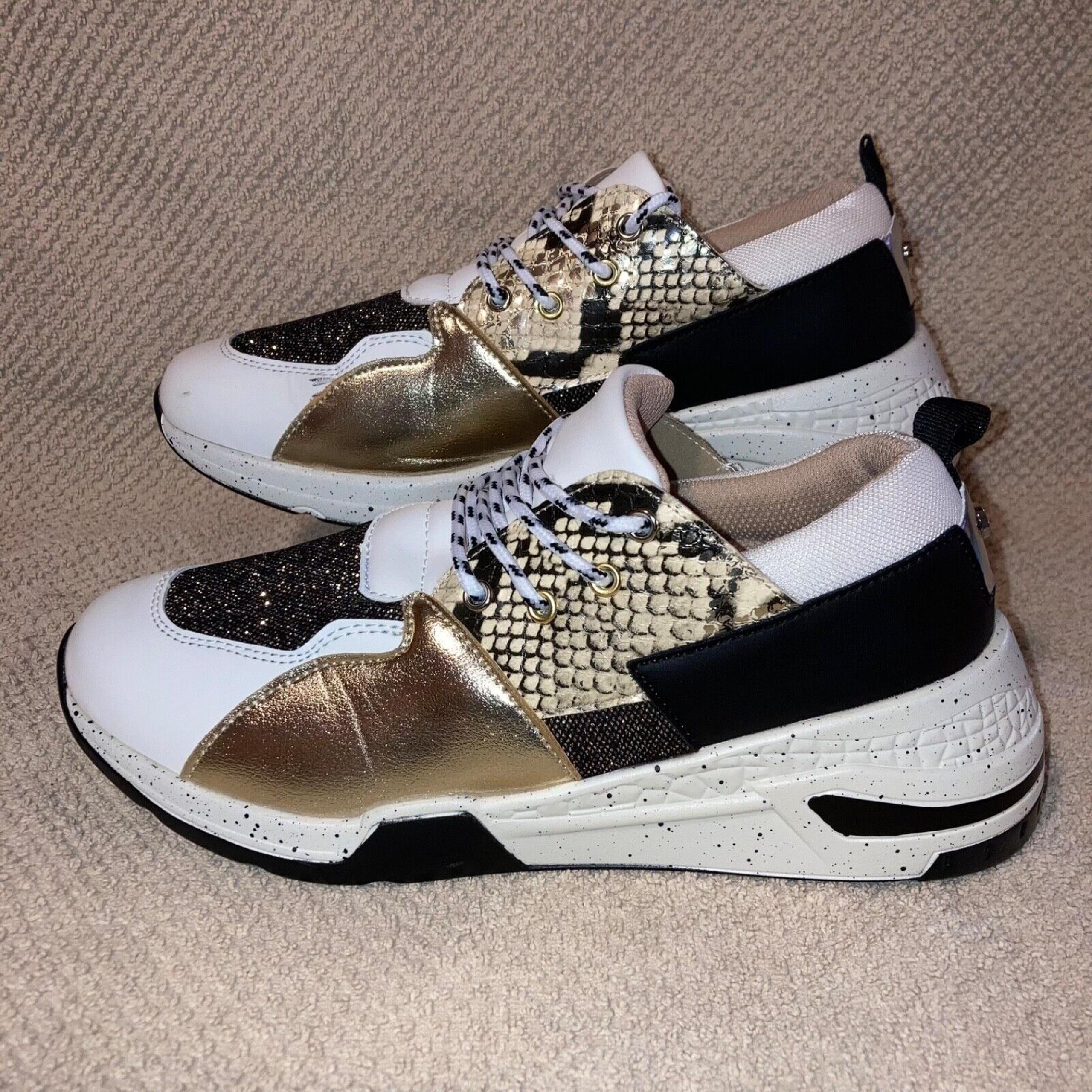 LUCKY STEP Women's High Heel Wedge Sneakers Fashion Cliff Platform Retro size 9