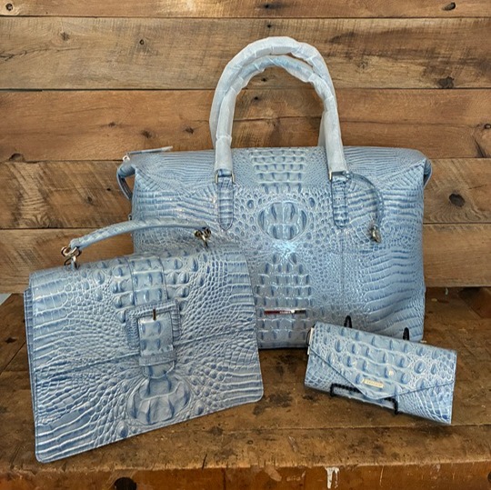 Brahmin Heavenly Blue Melbourne-Duxbury Weekender, Hallie & Veronica Wallet--NWT