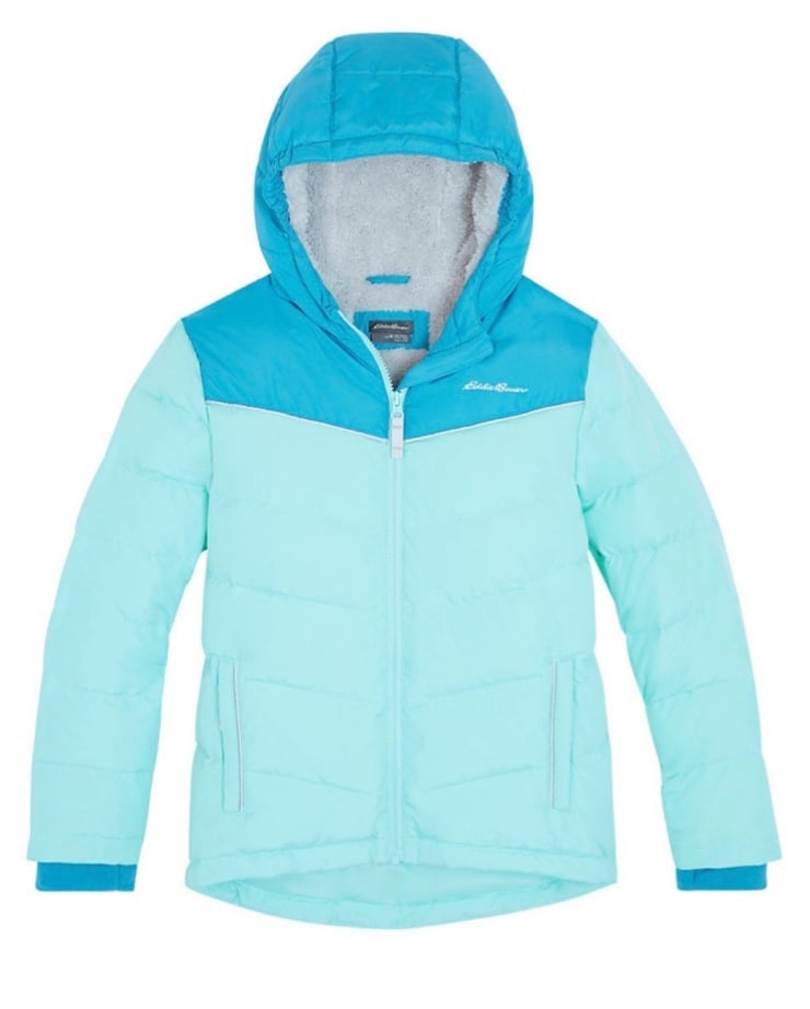 NWT 109 EDDIE BAUER Hooded Down Aqua Jacket Girls Size XXS 4