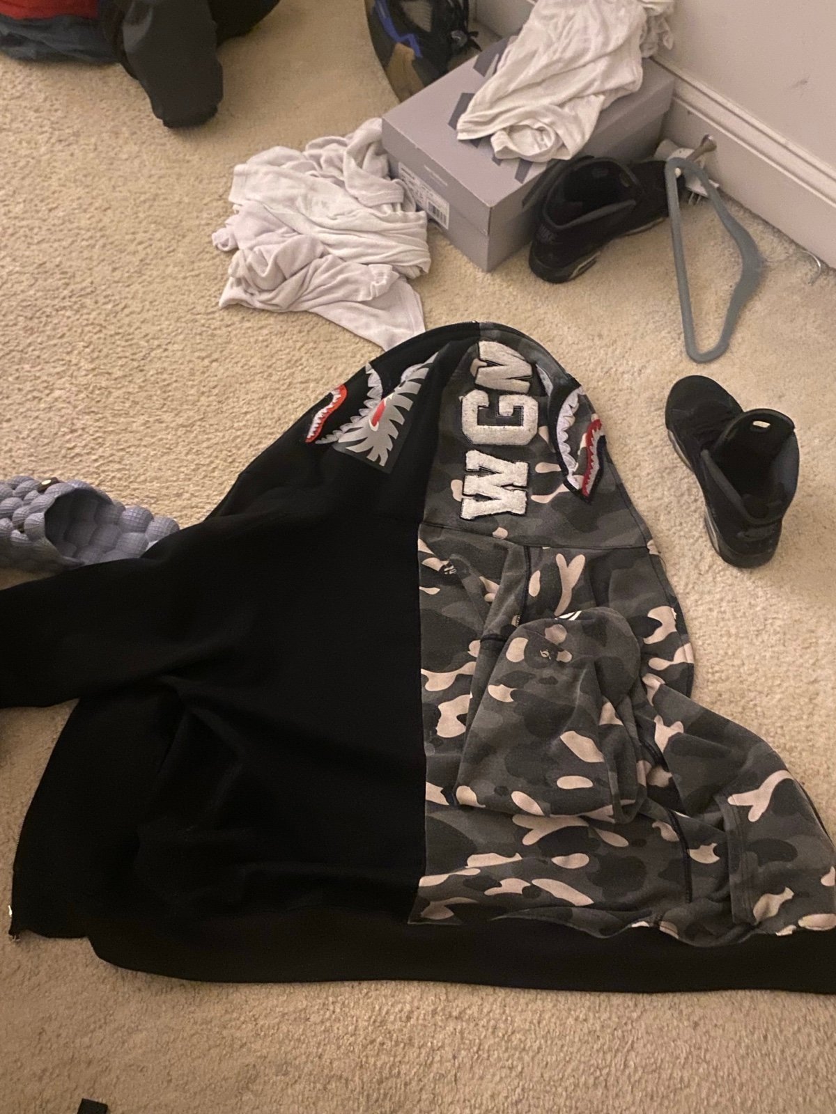 Black and grey bape jacket