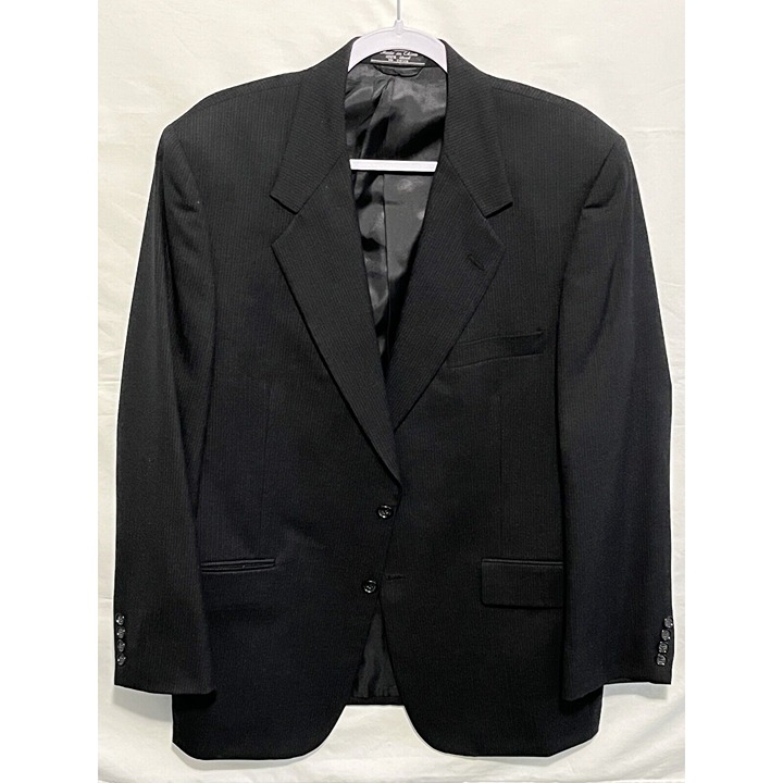 Franco Langetti Men's 100% Wool Black Jacket Blazer Sports Coat Size 42R