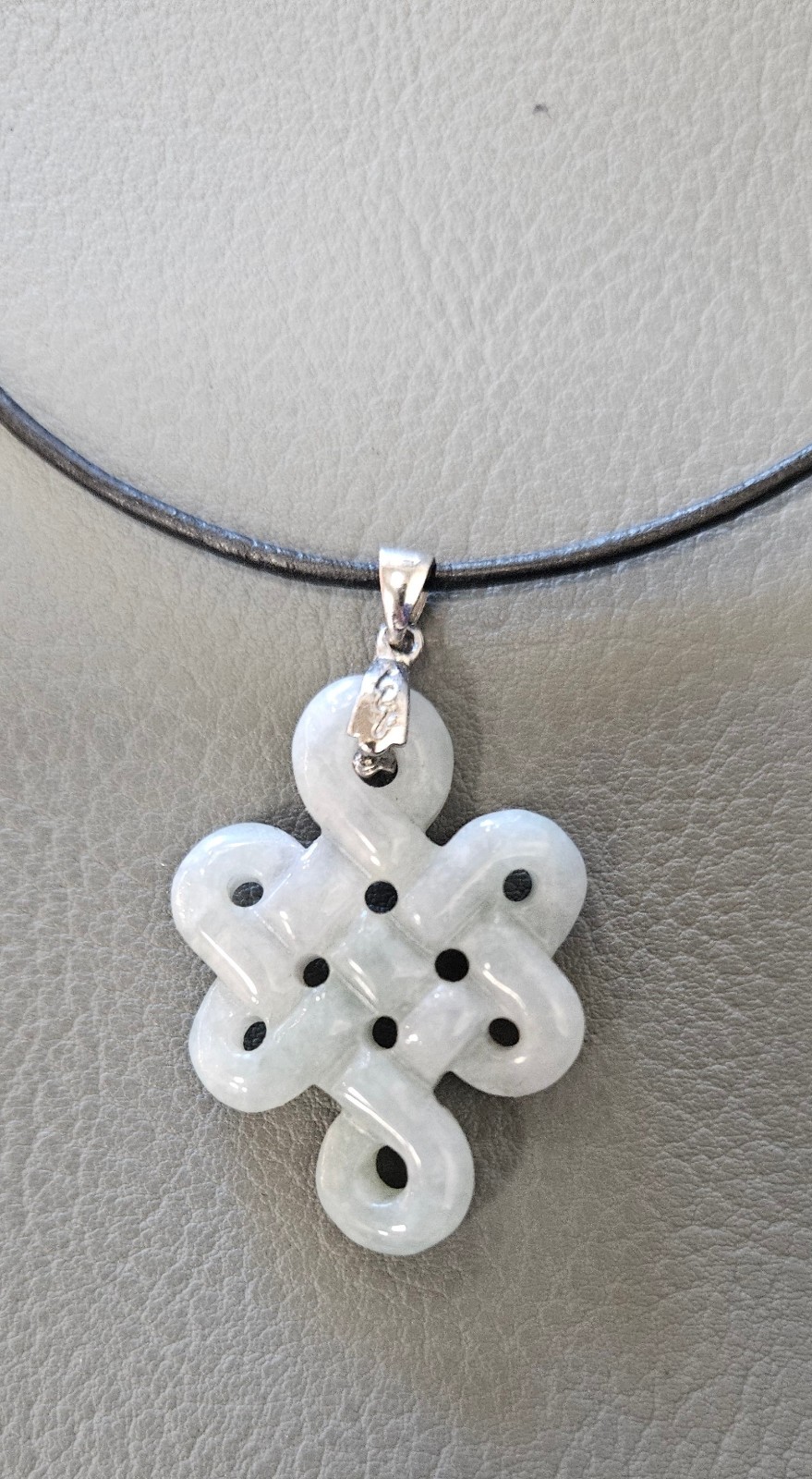 Chinese Lucky Knot, Mystic Knot Jade Pendant Cord Necklace