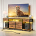 LED TV Stand with 6 Fabric Drawers and Power Outlet for 60 55 50 Inch TVs