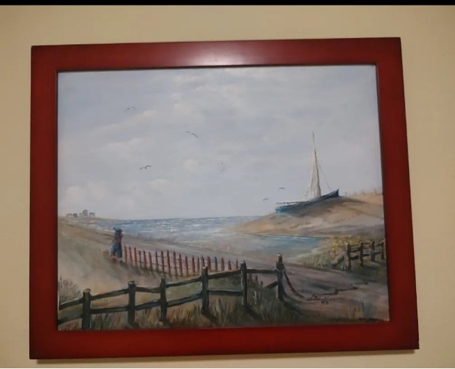 Framed Beach Sailboat Ocean Signed Print