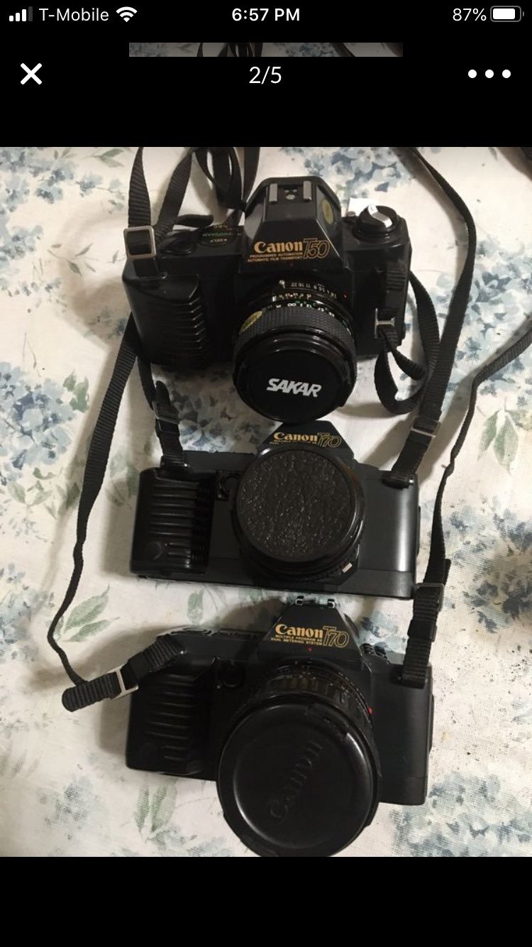3 canon cammeras T-50 & T-70 in good wor