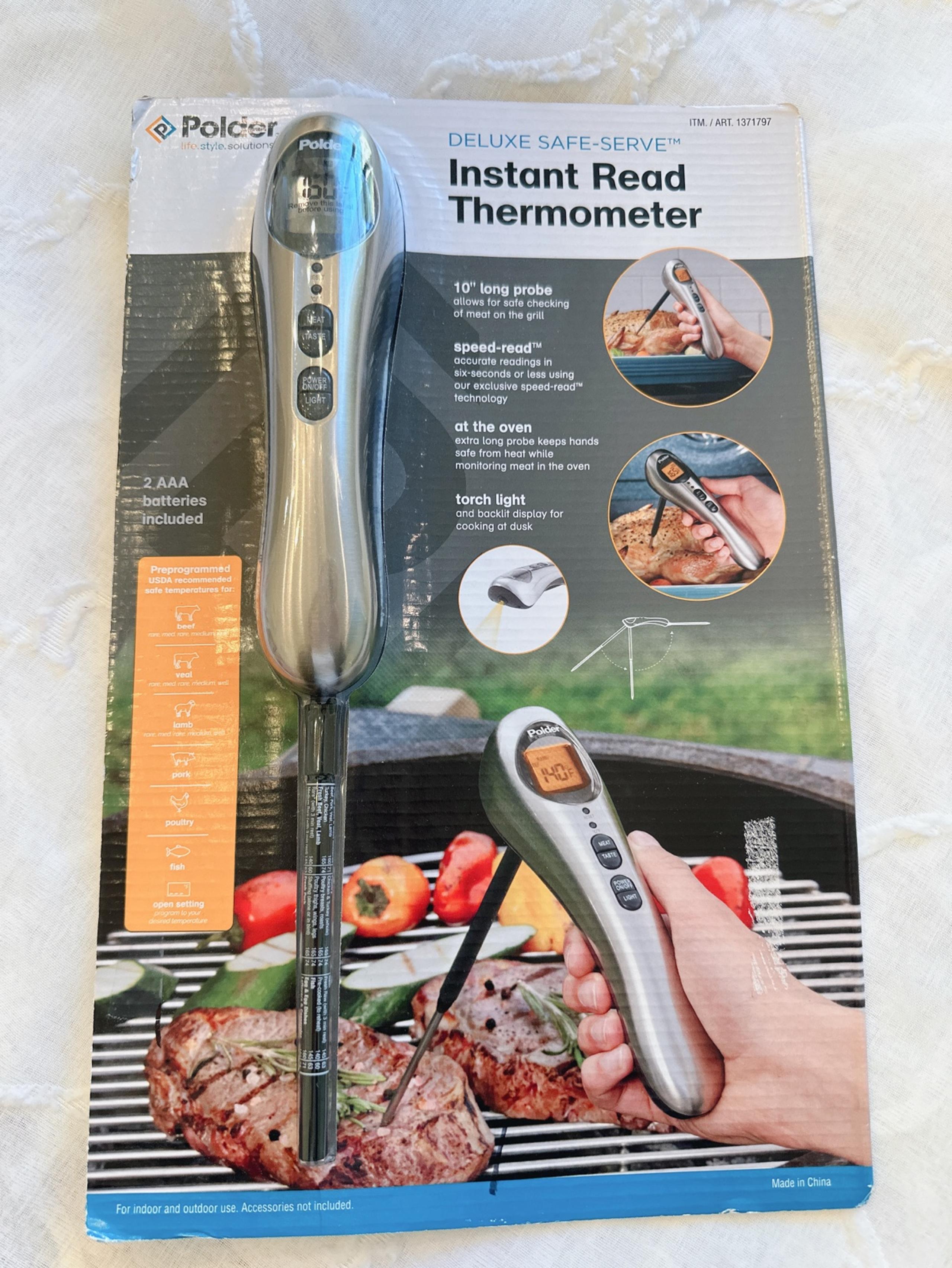 Polder Deluxe Safe-Serve Instant Read Thermometer Grill Meat Temperature