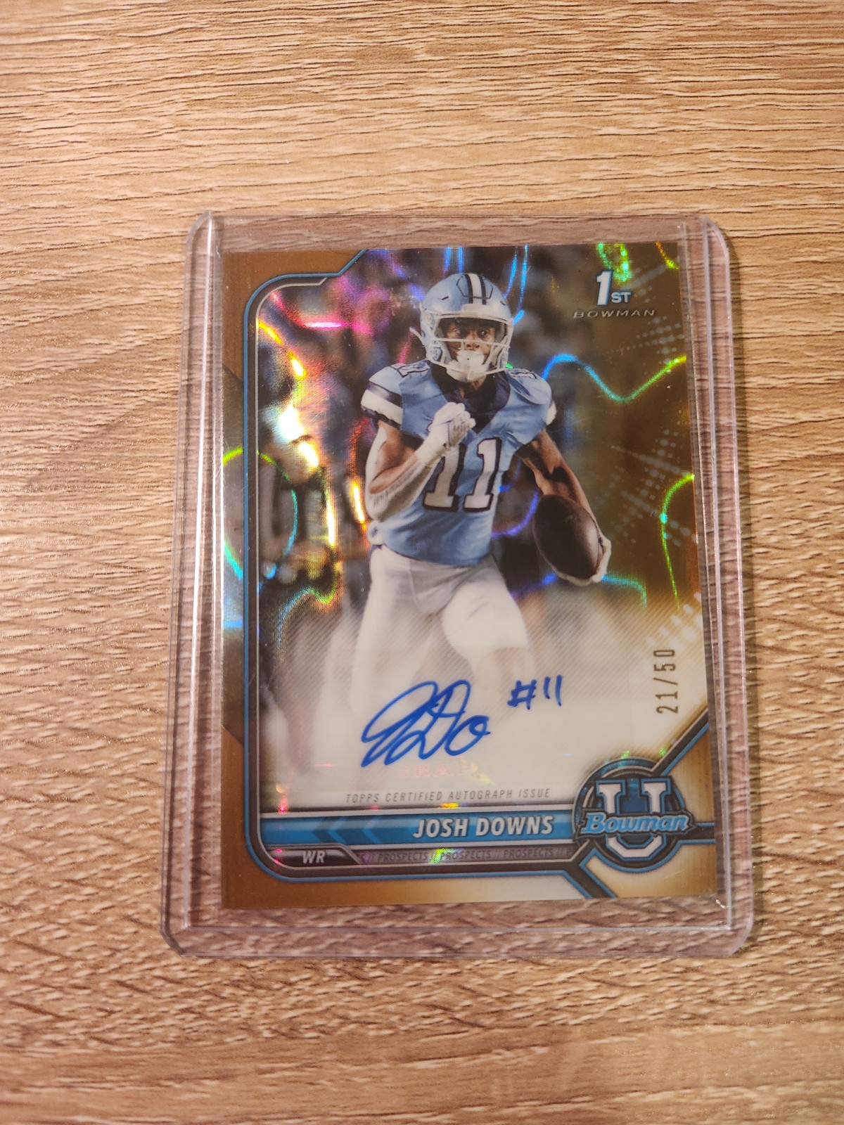 2021 Bowman Chrome Josh Downs Auto Gold Wave /50 NFL