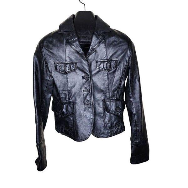Gianna Lorenzi Leather Motorcycle Jacket Womens Size XS Black Lambskin