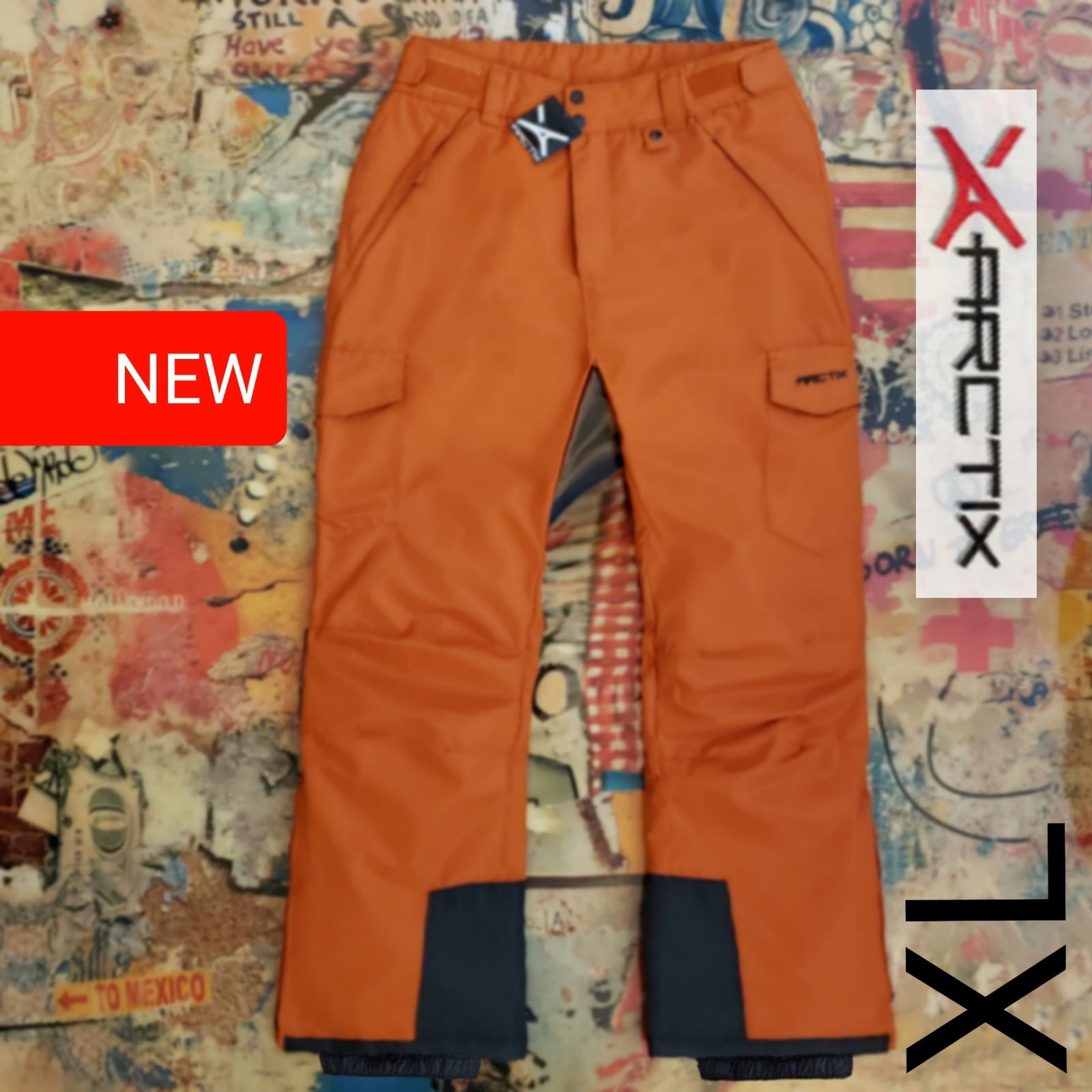100 New 5K Waterproof Mens Insulated Orange Cargo Snowboard / Ski Pants! XL