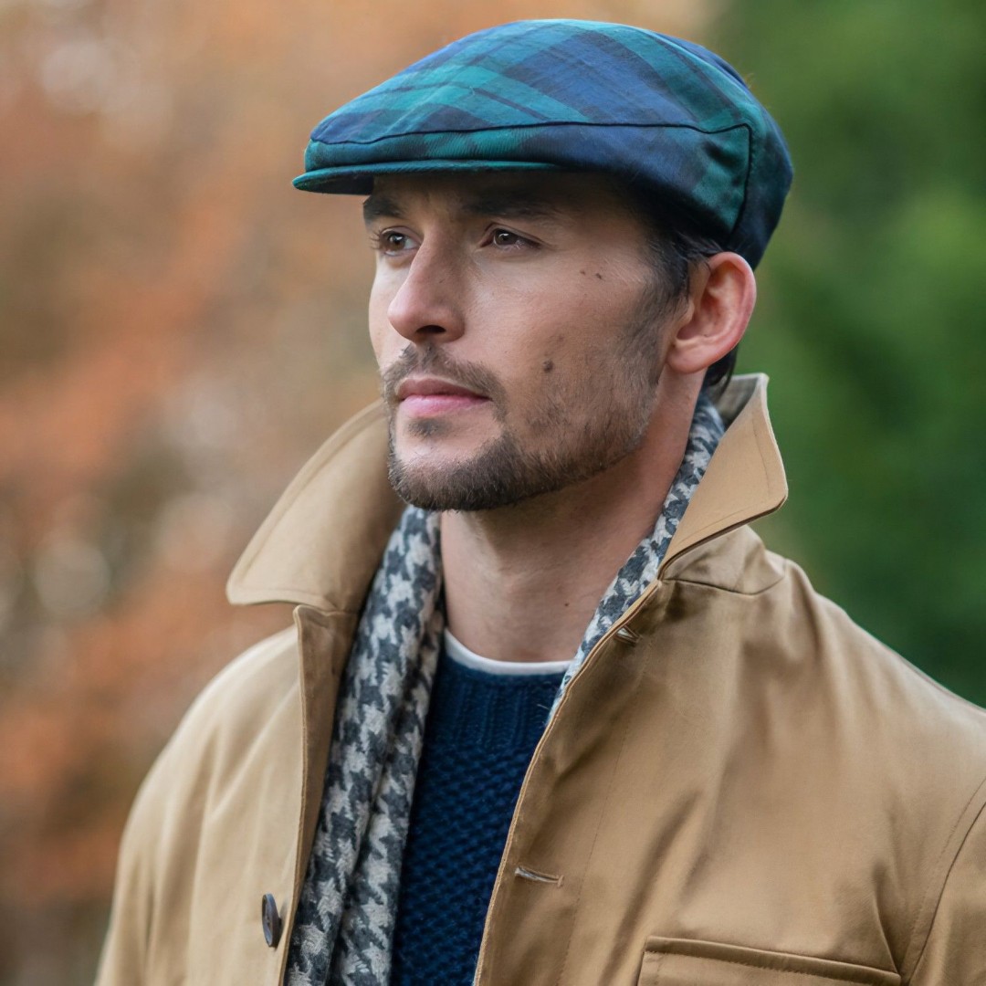 Lochcarron of Scotland Plaid Wool Barnton Flat Cap M