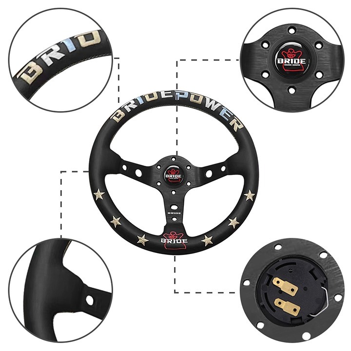 NEW 330MM BRIDE GENUINE LEATHER DRIFT STEERING WHEELS W