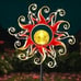 Solar Outdoor Lights Garden Decor, Golden Red Sun Metal Stake Lights