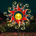 Solar Outdoor Lights Garden Decor, Golden Red Sun Metal Stake Lights
