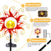 Solar Outdoor Lights Garden Decor, Golden Red Sun Metal Stake Lights