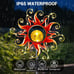 Solar Outdoor Lights Garden Decor, Golden Red Sun Metal Stake Lights