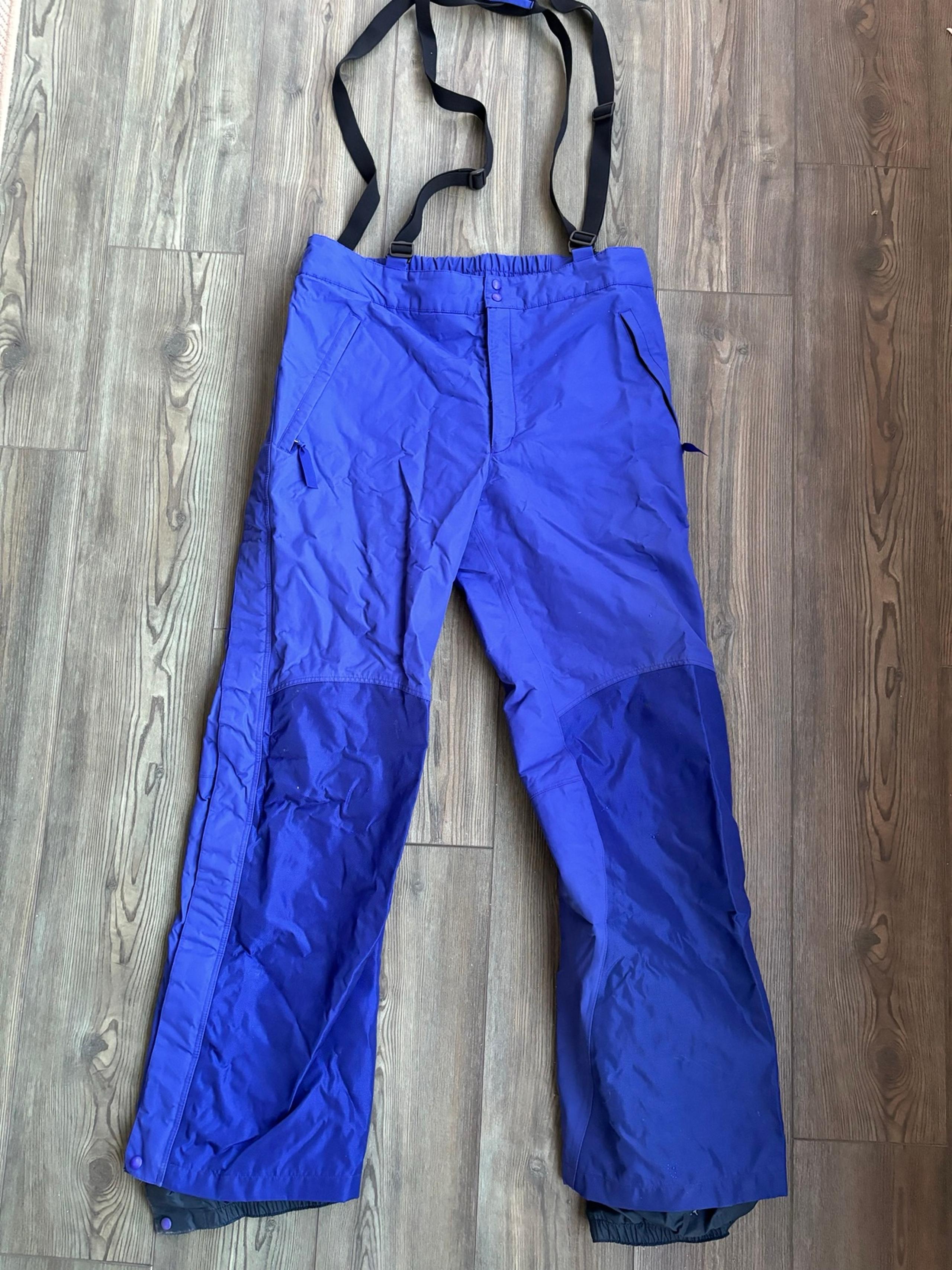 Men's Patagonia Suspender Straps Bib Blue Ski Pants Sz 38 liner flaking see pic