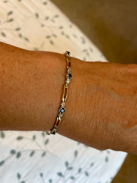14 Kt Yellow Gold Sapphire and Diamond Braclet - custom made