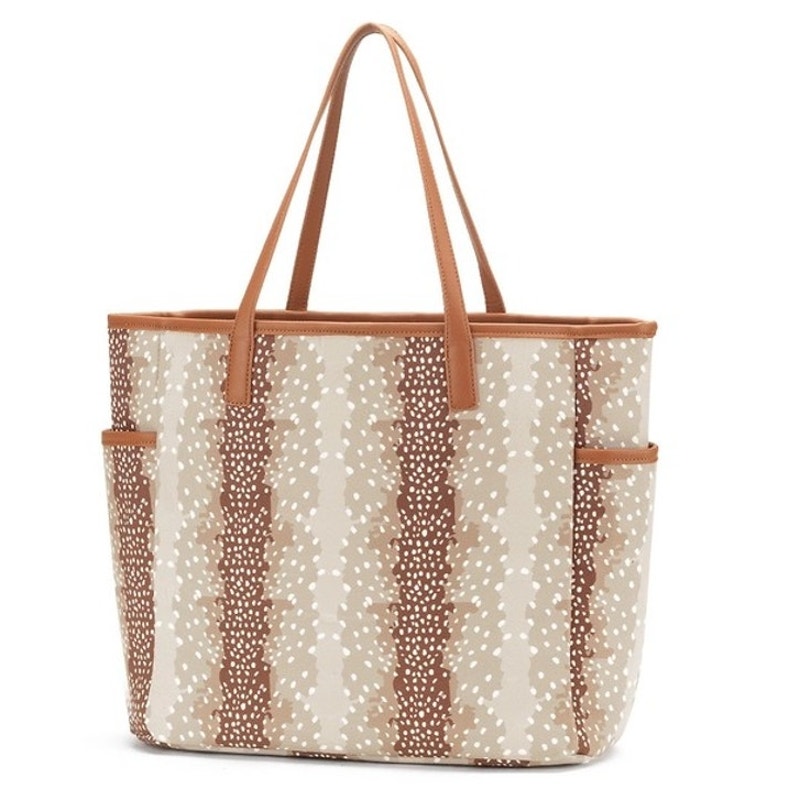 Fawn Deer Print Hayden Tote Brown Cream