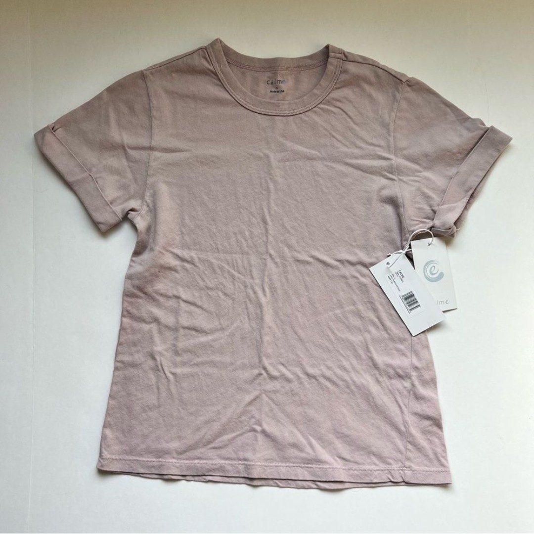 Johnny Was Calme Burnished Lilac Cuffed Tee Tshirt Top Organic Cotton Small NWT