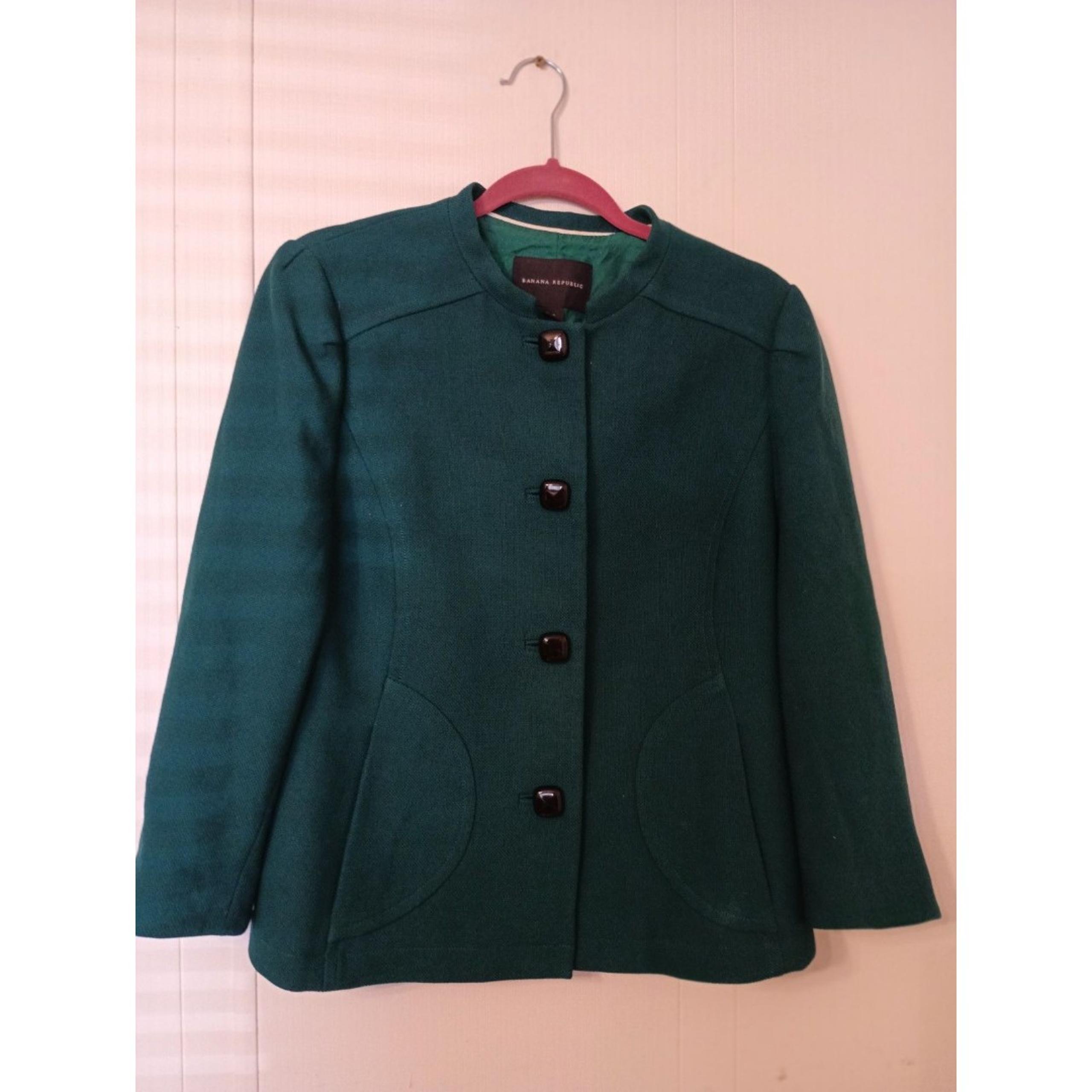 Banana Republic Wool Blazer Women Size 10 Dark Green Dry Clean