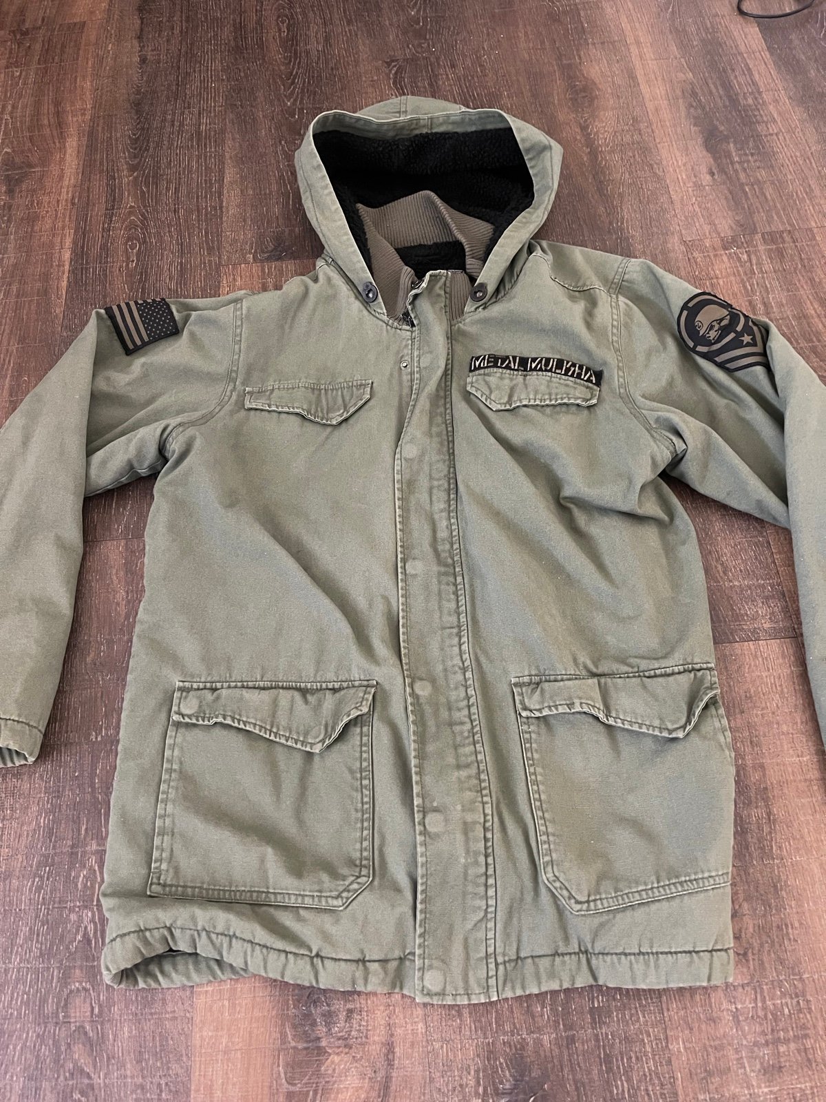 Vintage 2000s (Y2K) Utility /military Jacket (small) black/gray