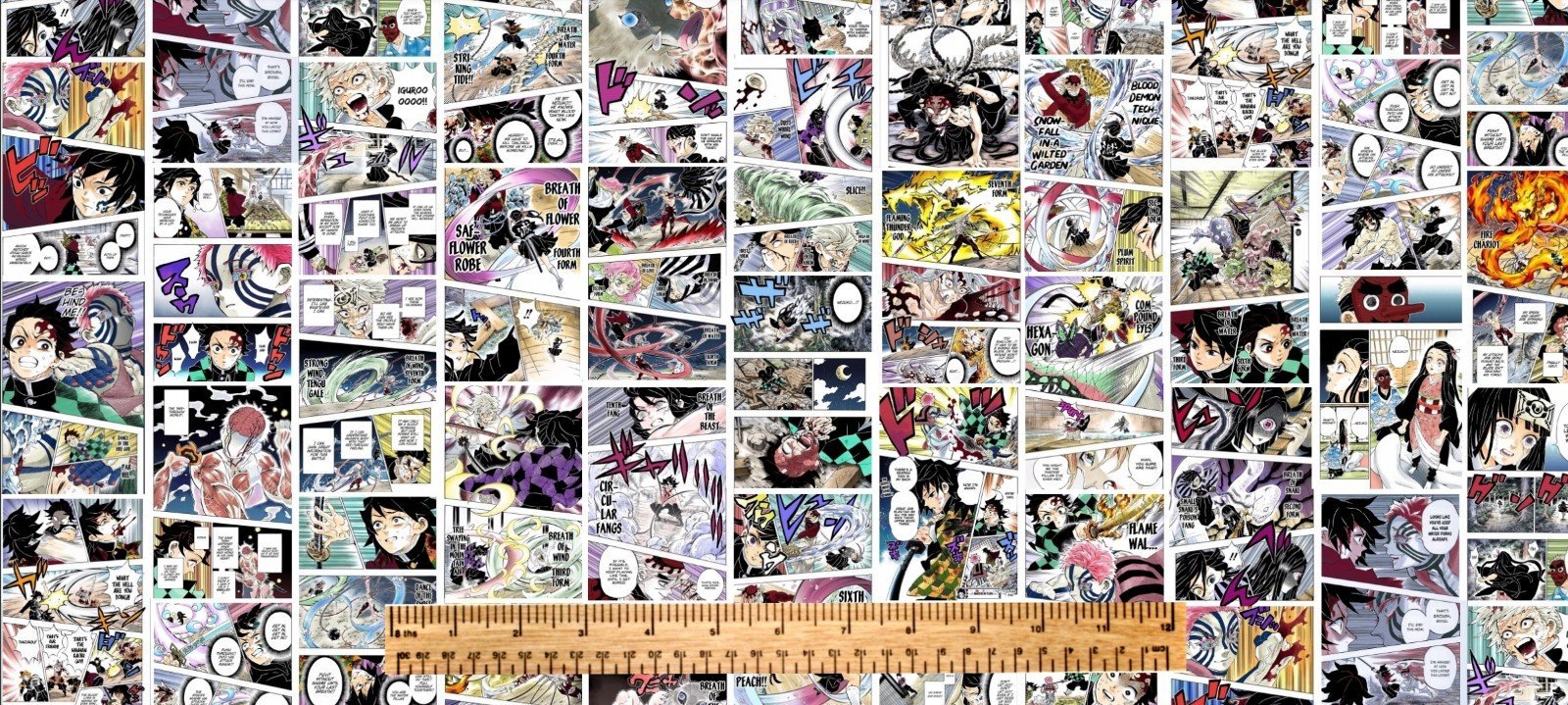 DEMON SLAYER ANIME MANGA COLORED COMIC STYLE FABRIC 1 YARD (36 X58 )