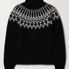 Tory Burch Merino Wool Fair Isle Black Sweater