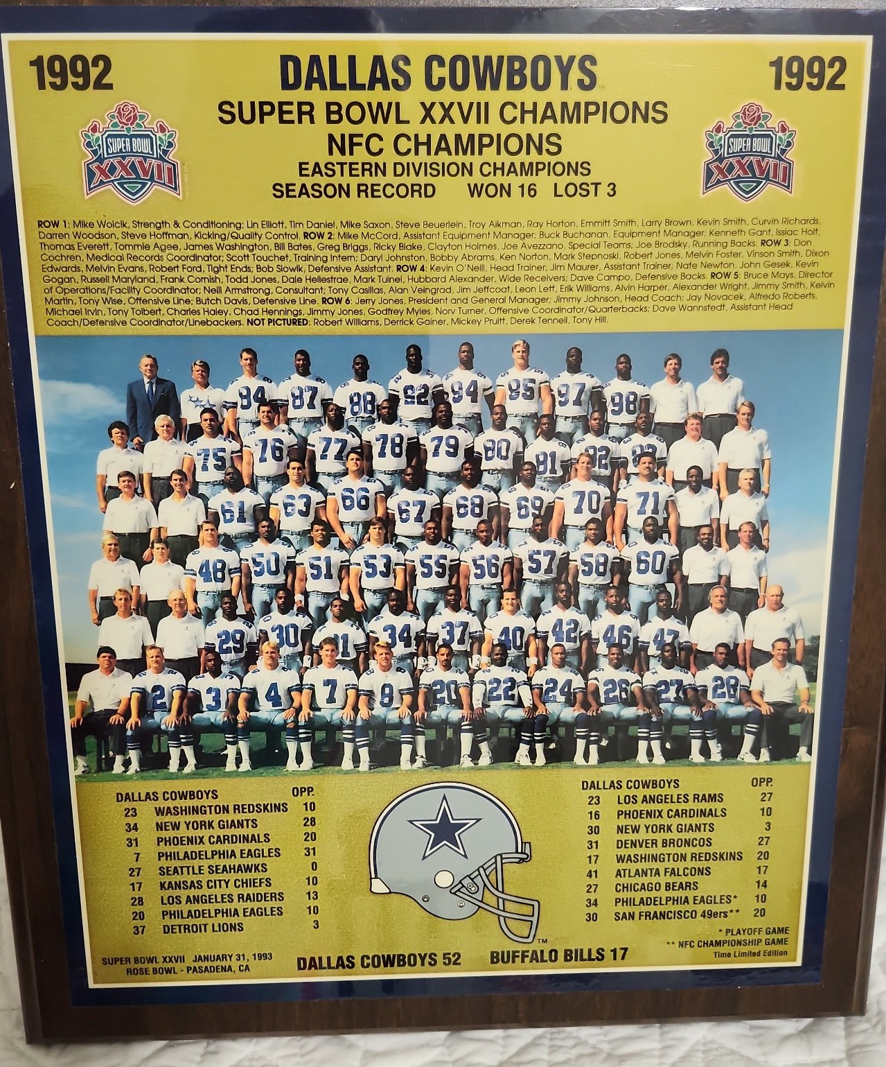 VINTAGE Dallas Cowboys SuperBowl XXVII - Limited Edition