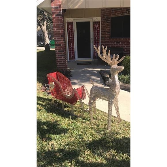 Lighted Christmas 4ft Reindeer & Sleigh Outdoor Yard Decora