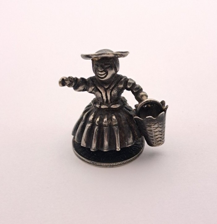 Vintage Sterling Silver Figurine standing on a Bolivian Silver Coin