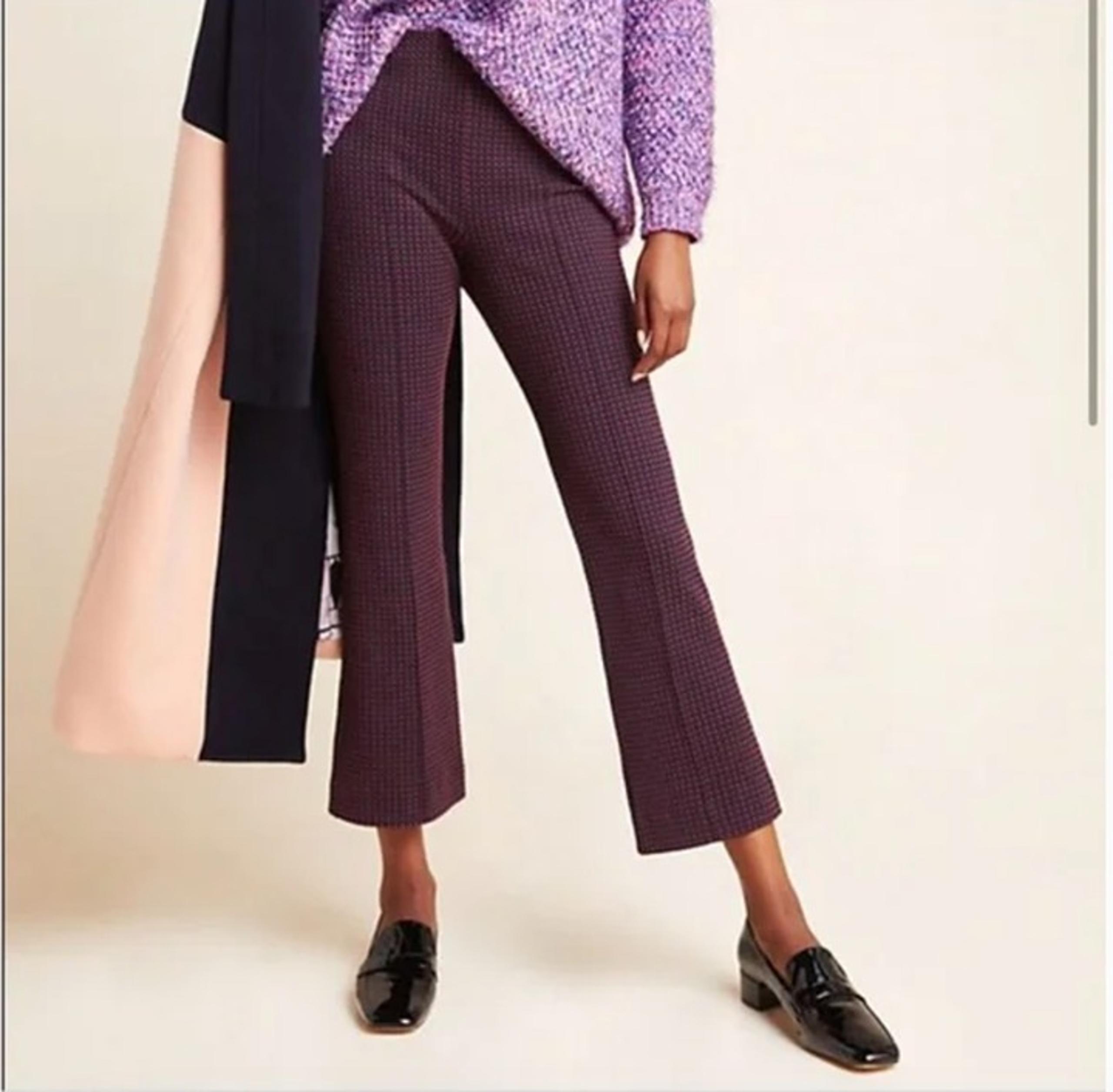 Anthropologie the essential crop flare Blue Maroon Stretch Pull on XS