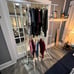Double Rod Clothing Garment Rack, Rolling Clothes Organizer on Wheels.