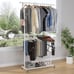 Double Rod Clothing Garment Rack, Rolling Clothes Organizer on Wheels.