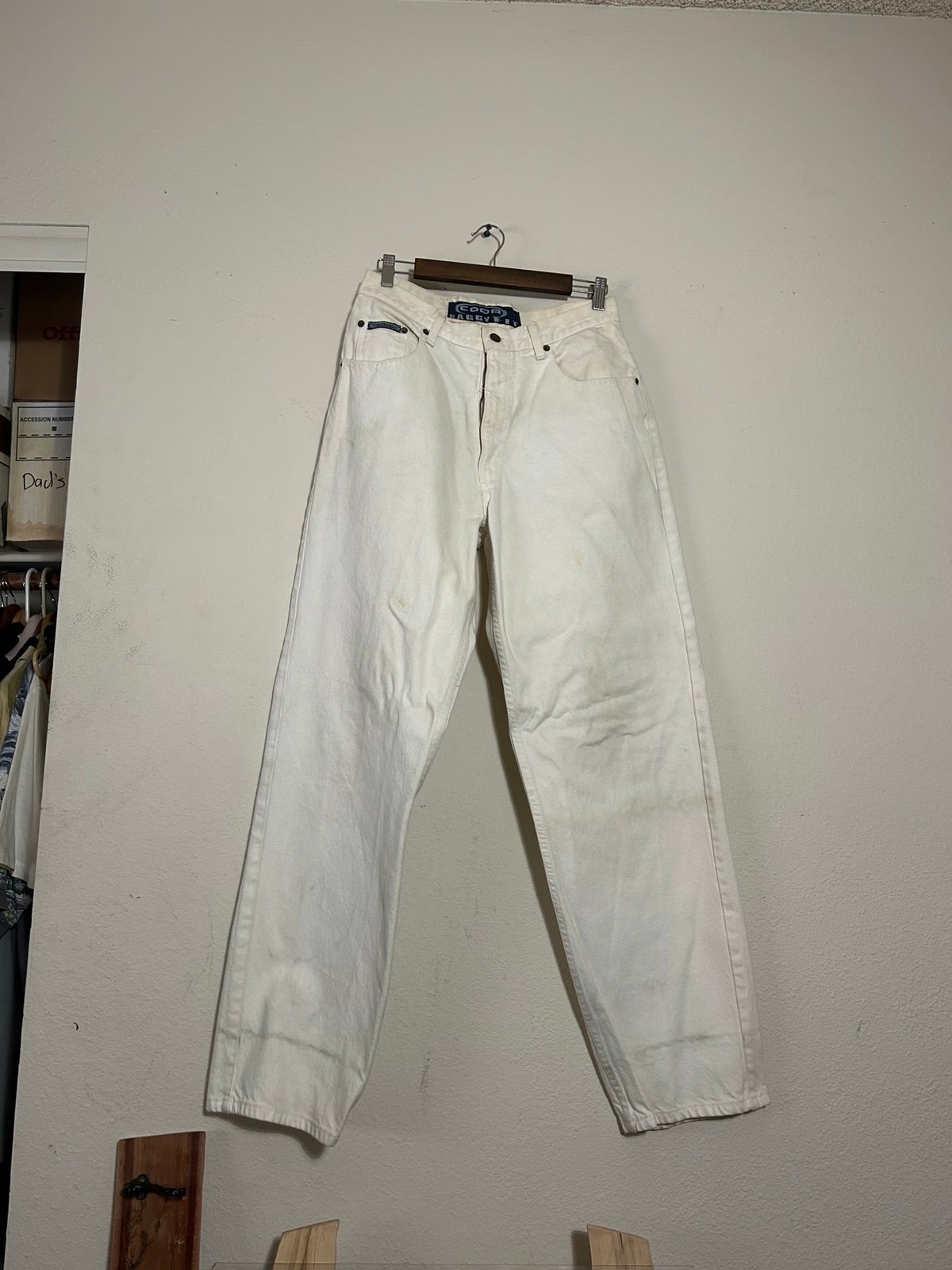VTG Y2K CODA BAGGY FIT WIDE LEG WHITE DENIM HEAVYWEIGHT PANTS SIZE 33