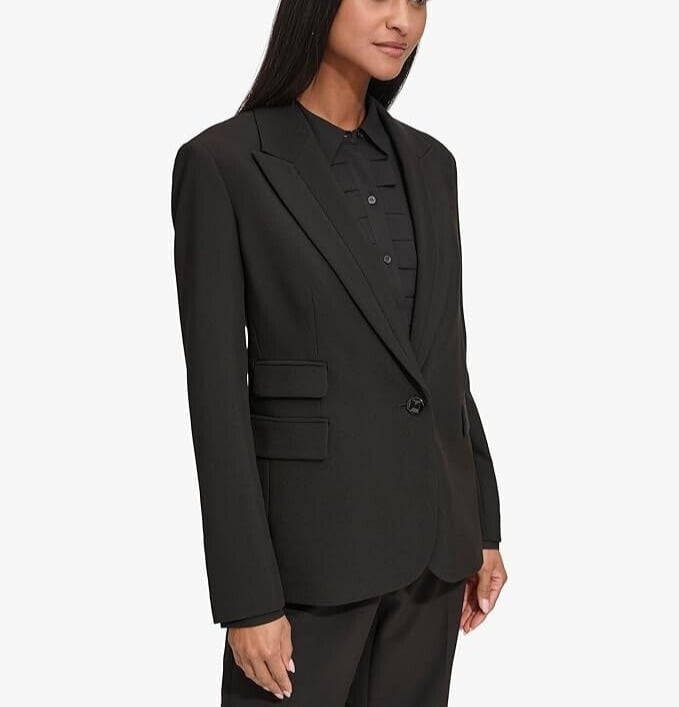KARL LAGERFELD PARIS Suit Blazer One Button Black (Size 12, Large)