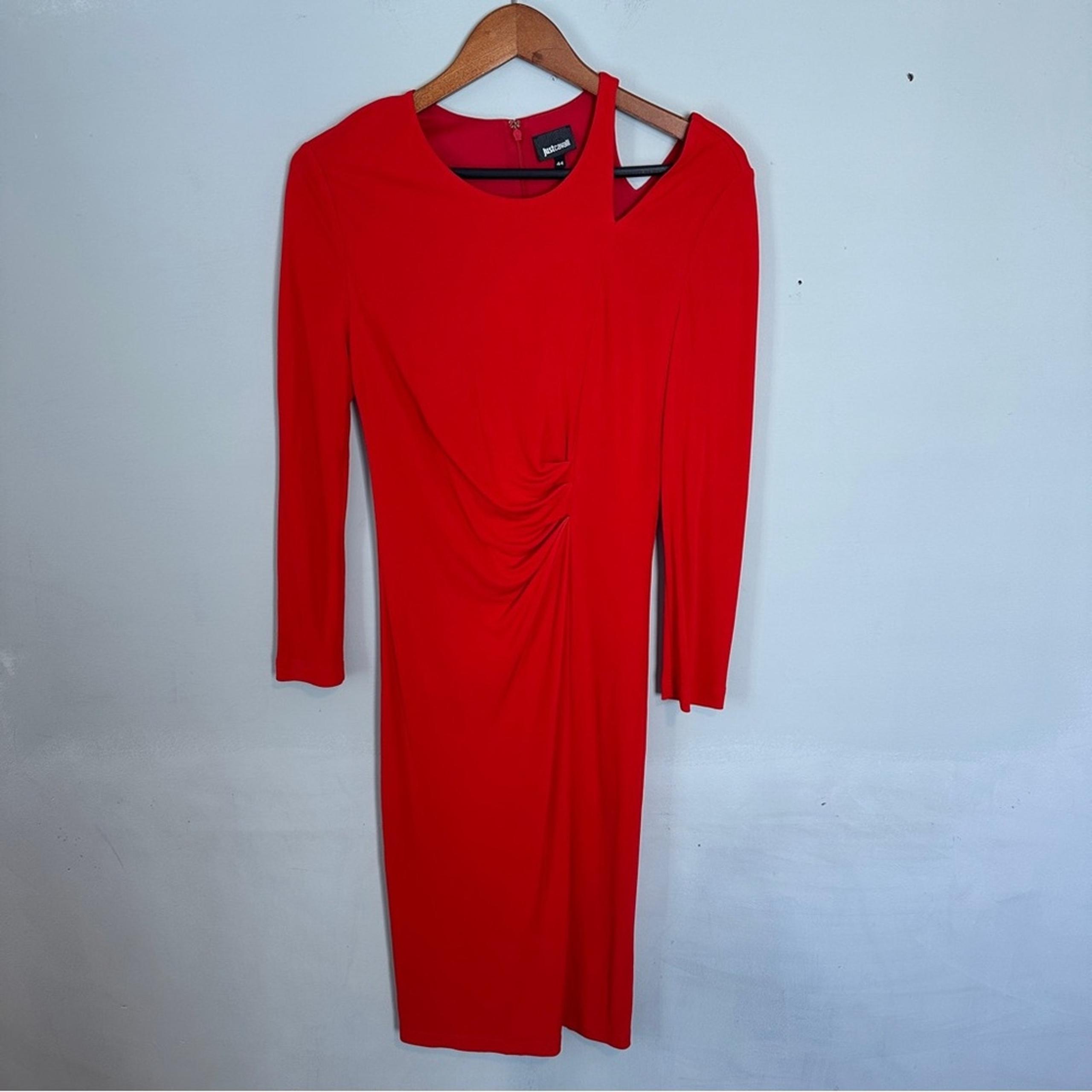 Just Cavalli Crew Neck Red Jersey Dress Long Sleeve 44/8