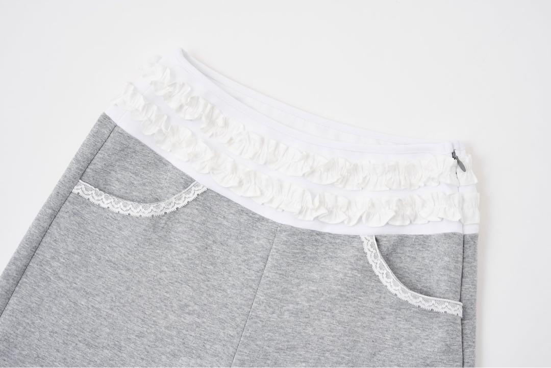 Andwang Waist Frill Ribbon Pants