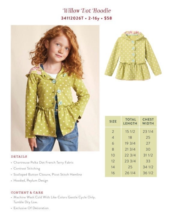 Matilda Jane Willow Dot Hoodie - sz 10