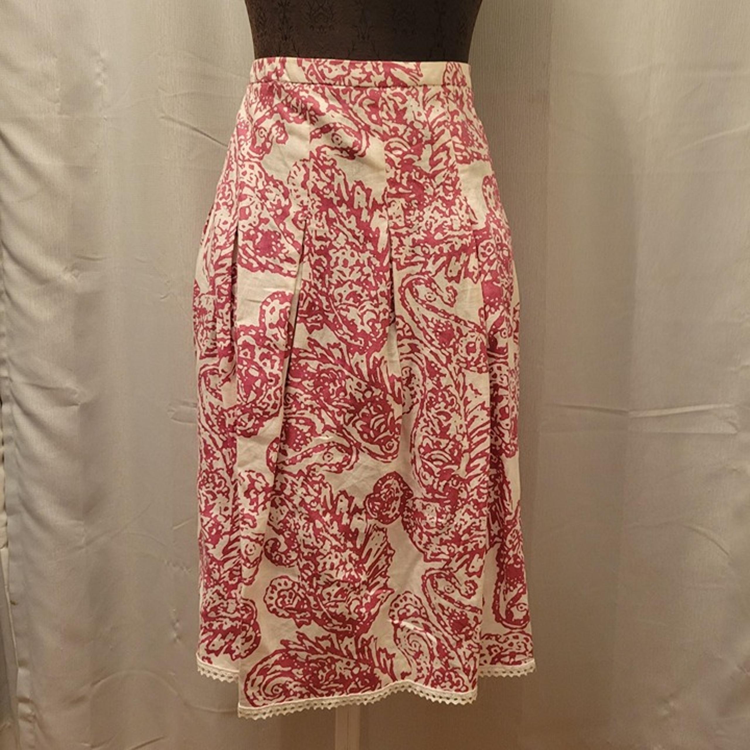 Style & Co Womens A-Line Skirt Size 12 Pink & White Floral Linen Blend