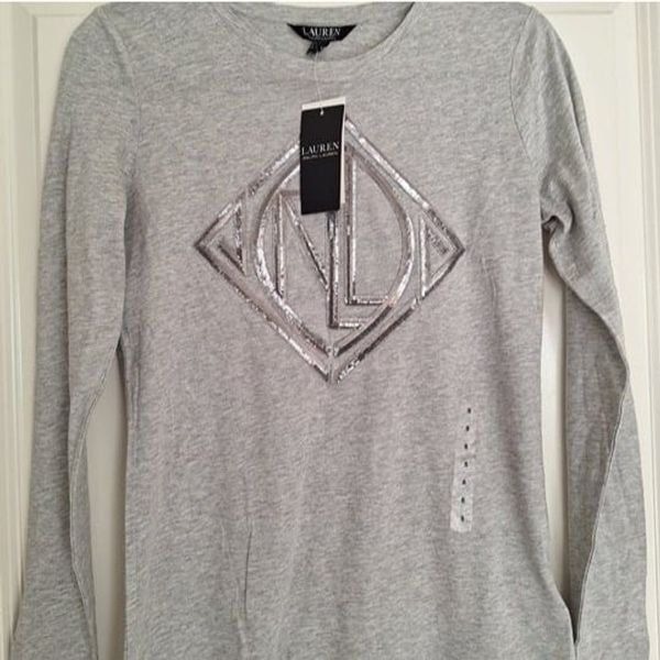 Ralph Lauren Black Label Women’s Gray Long Sleeve Crew Neck Top Sz S/P