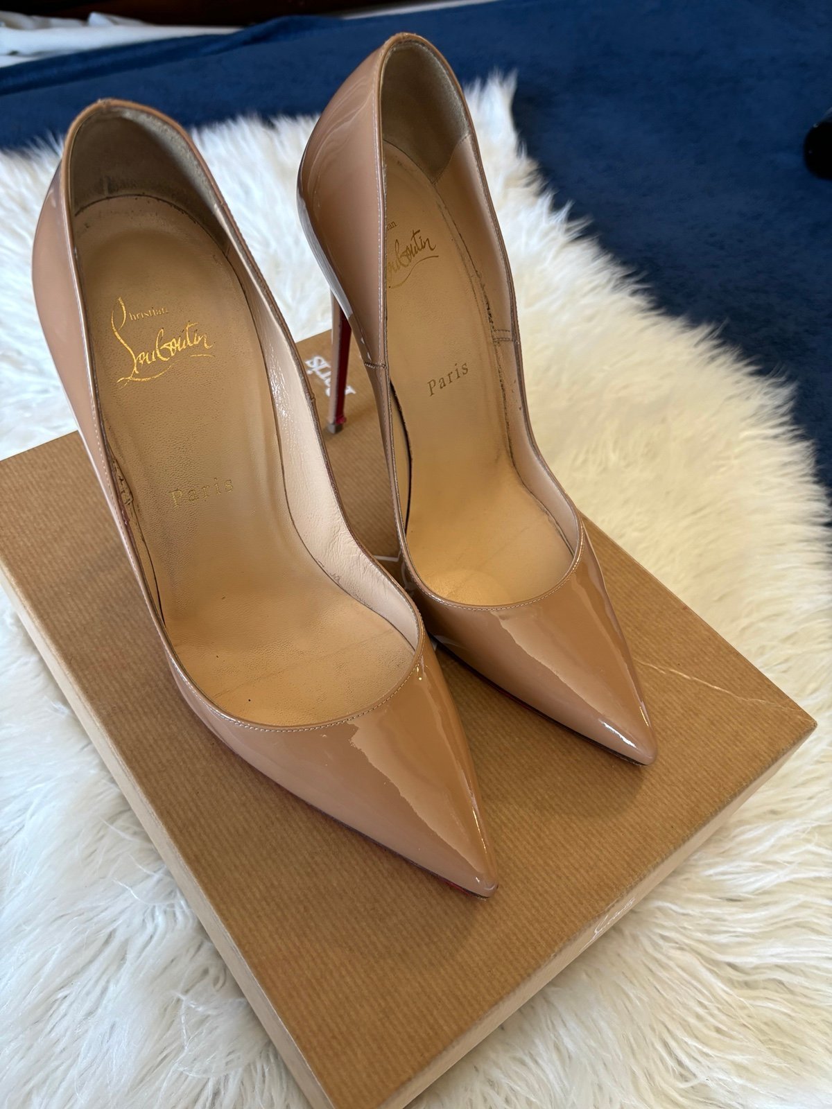 Christian Louboutin So Kate 120 Patent NUDE 38 WITH BOX