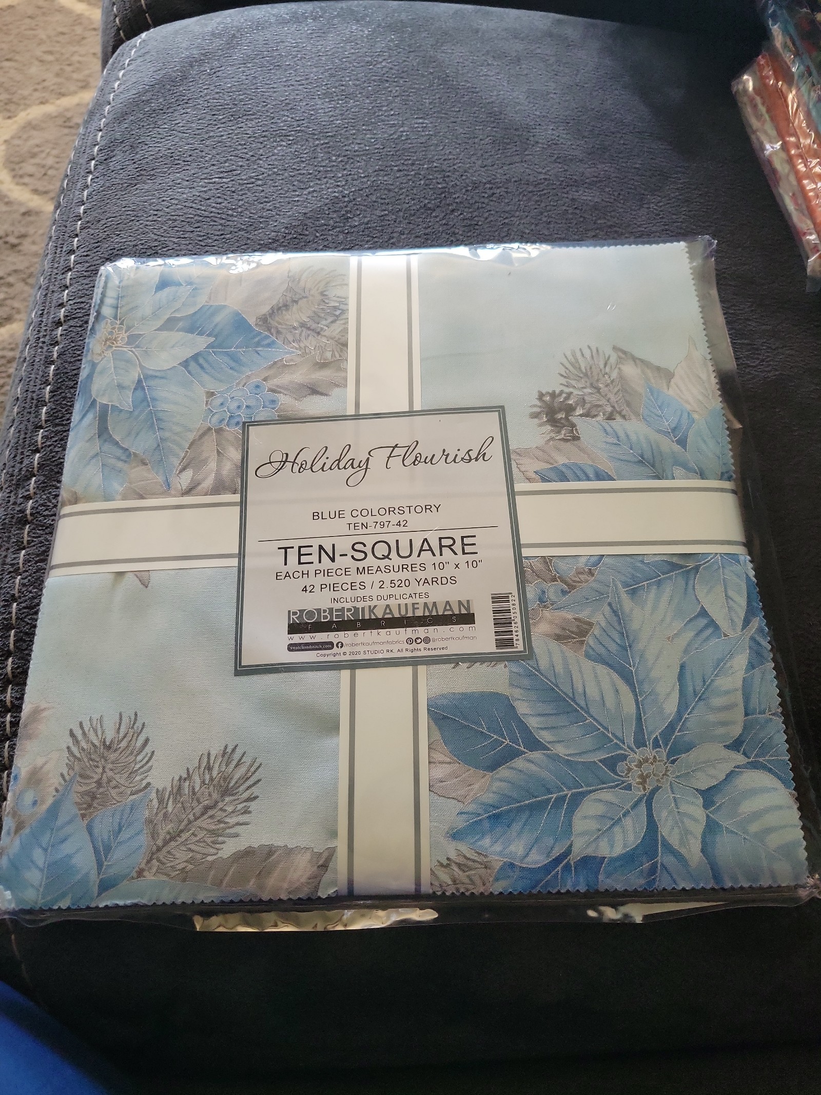 Holiday flourish blue colorstory 10 fabric squares