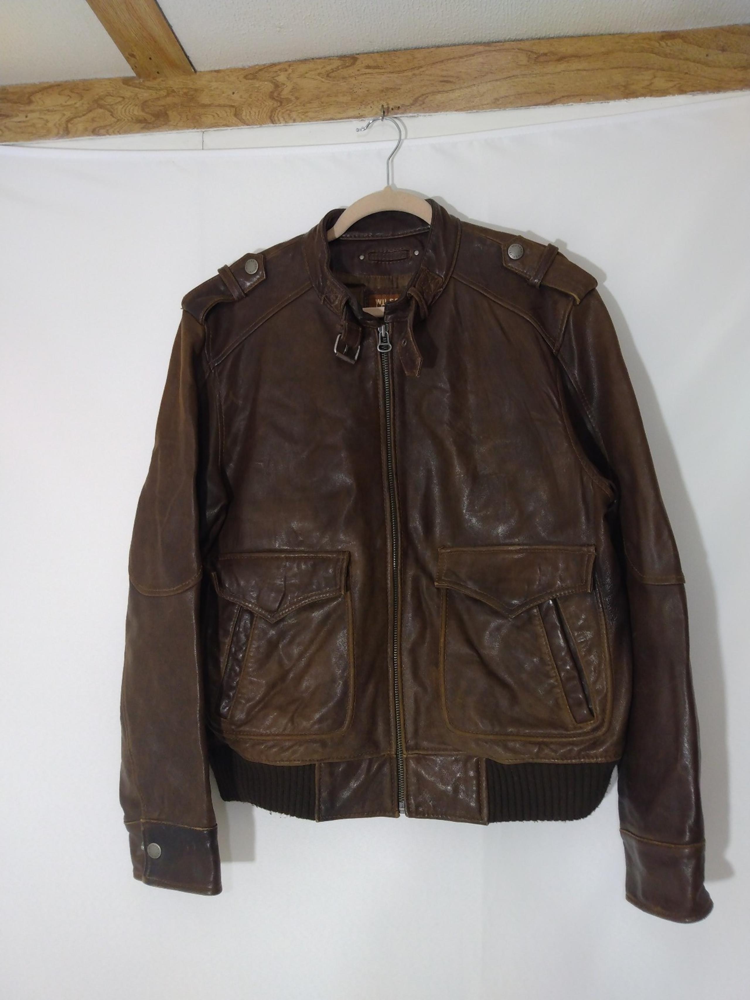 Mens Vintage Wilsons Brown Leather Motorcycle Jacket Sz Large