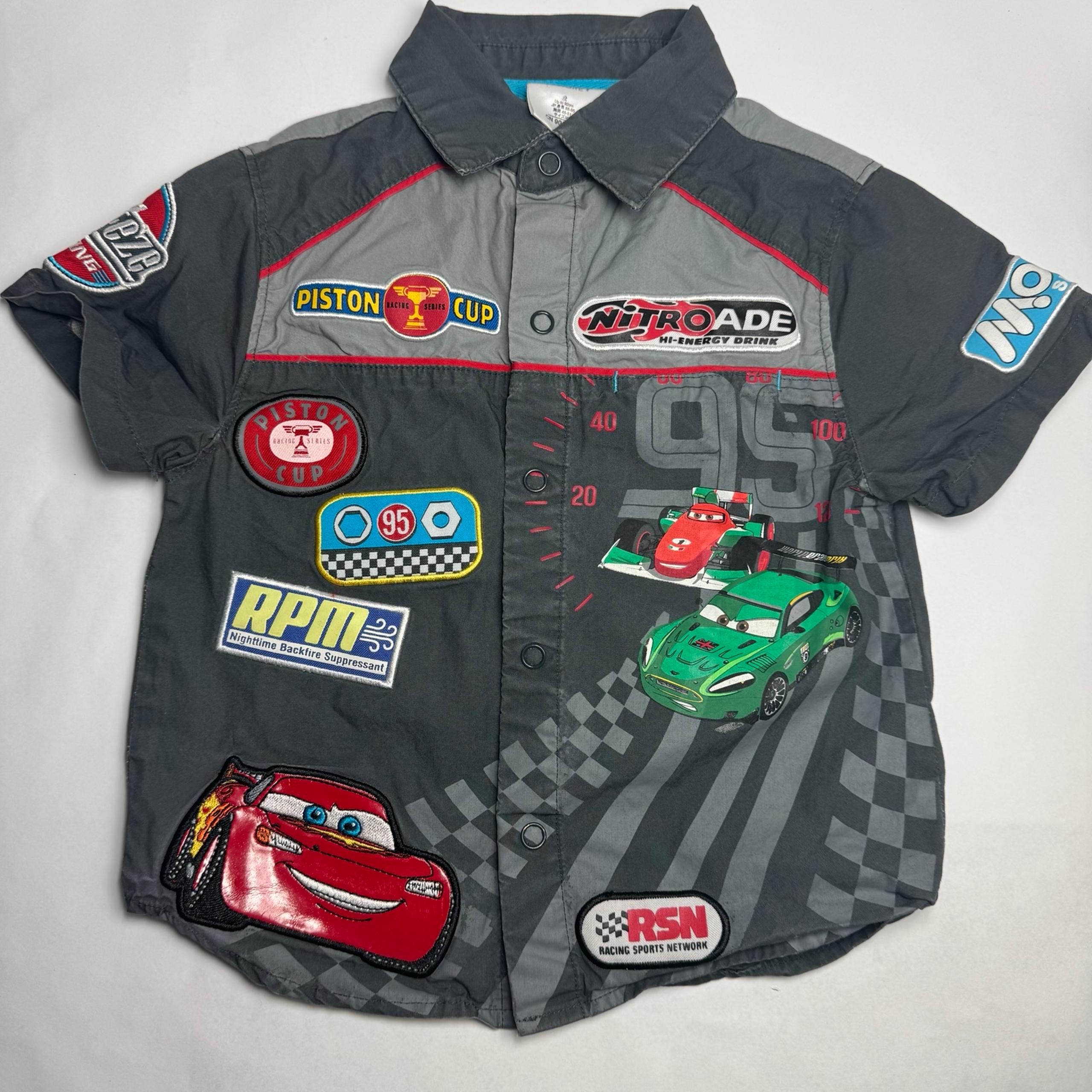 Disney Store Pixar Cars Racing Shirt Size 2 Lightning McQueen Piston Cup Vintage